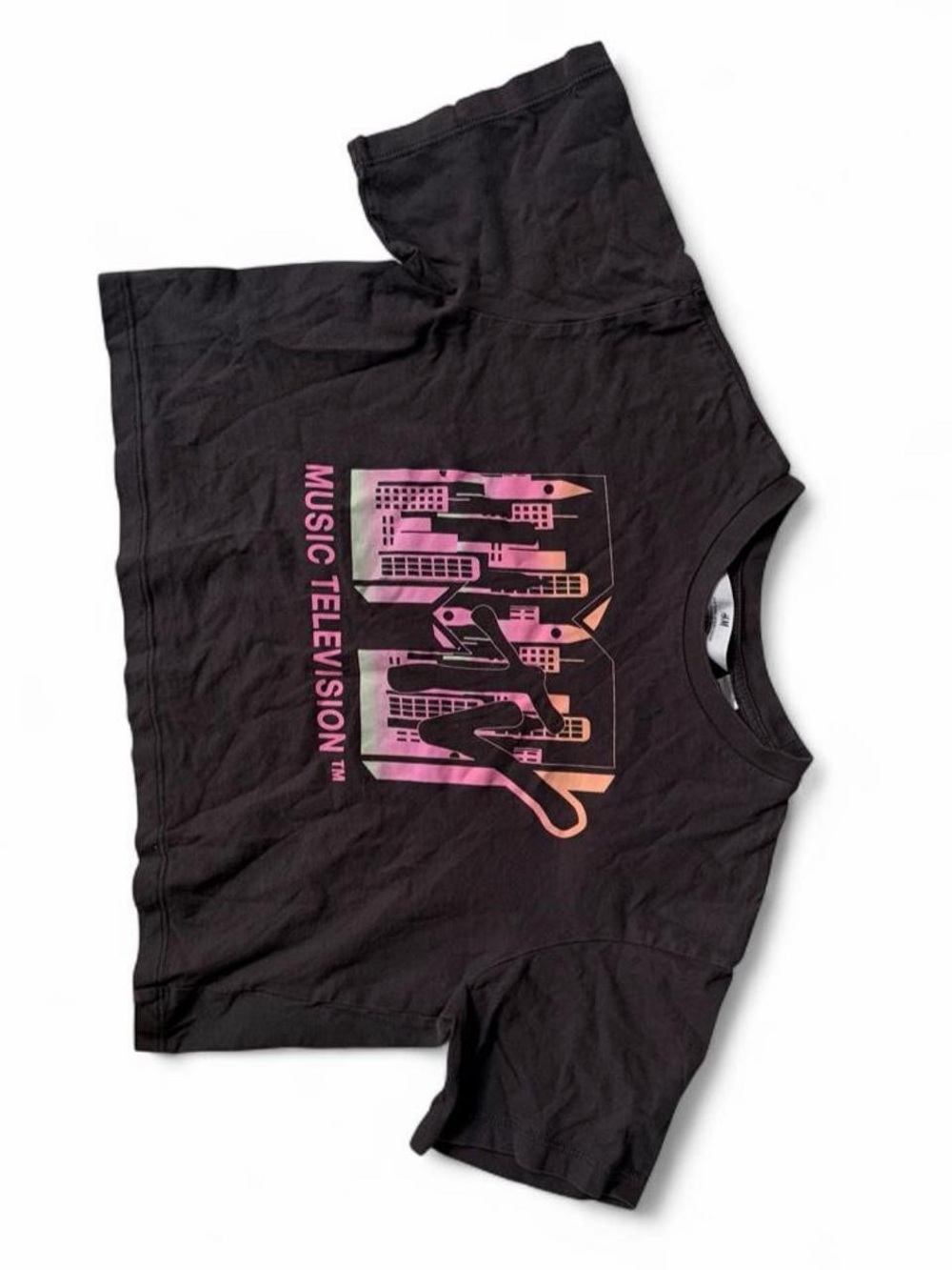 H&M x MTV Black Crop Tee, 8-10Y